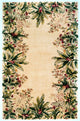 HomeRoots 3' x 6' Ivory Tropical Leaves Bordered Wool Indoor Area Rug