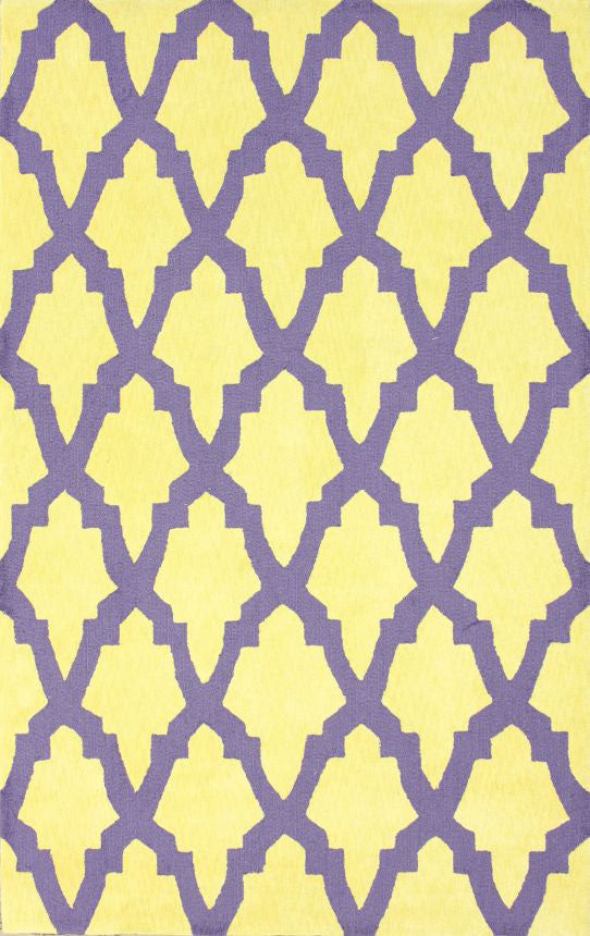 Hand Hooked Area Rug Cotton and Wool Trellis, Purple, 7''6"x9''6"