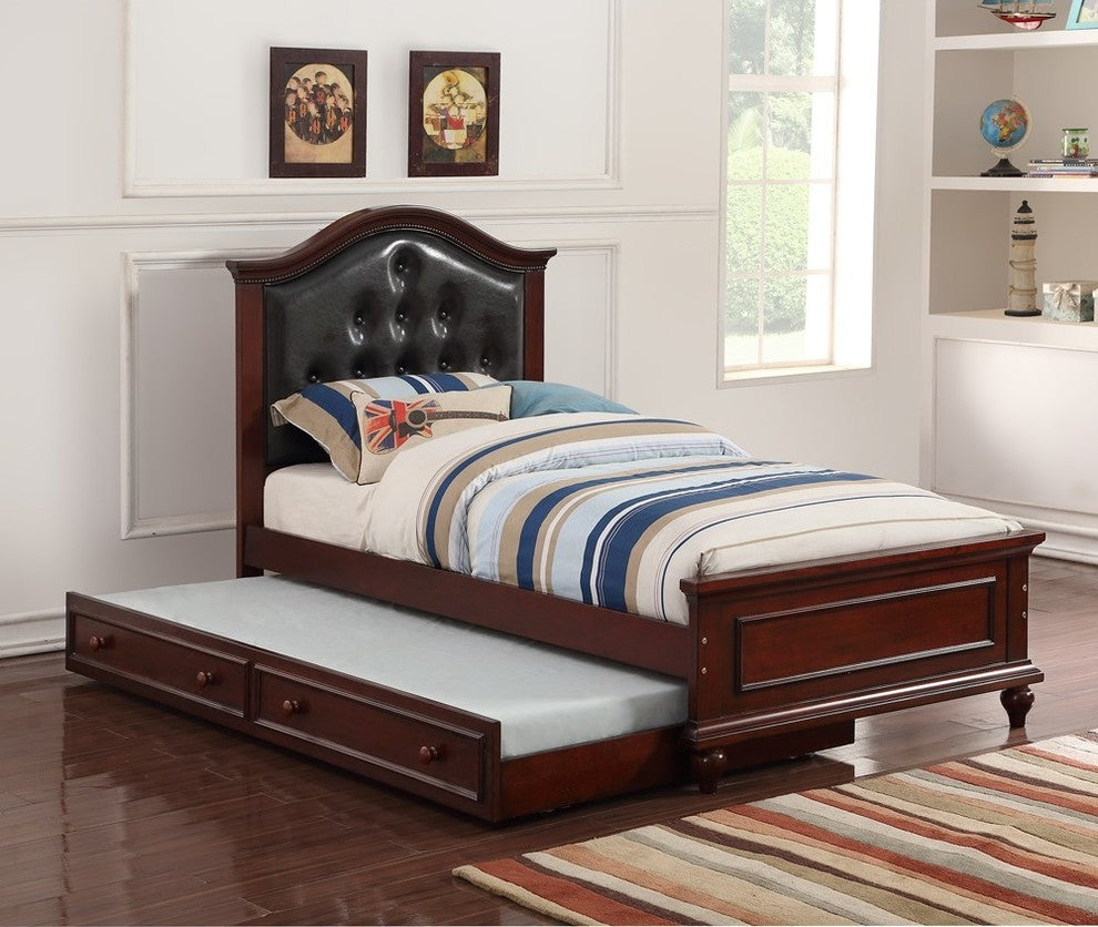 Cherub Twin Size Bed With Trundle In Black And Cherry Brown