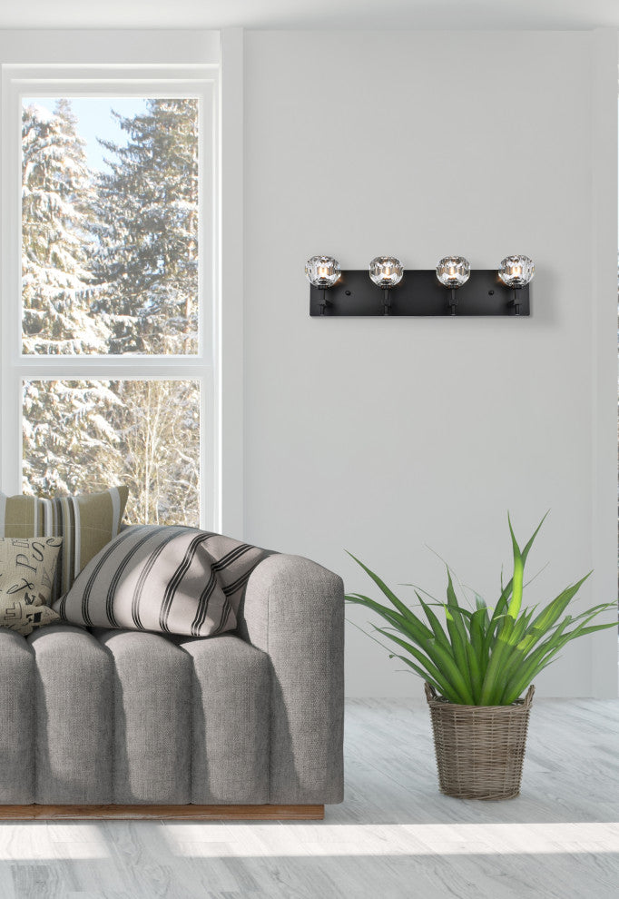 4 Light Wall Sconce, Black
