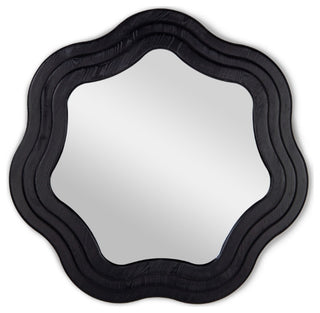 Swirl Ash Wood Round Mirror 40" - Charcoal