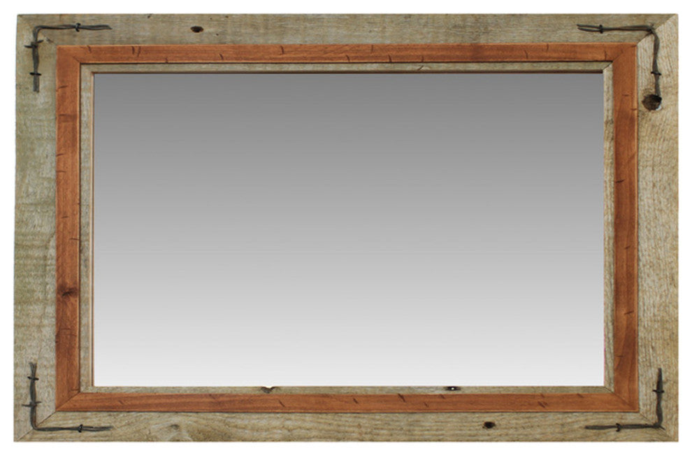 Hobble Creek Style Barnwood With Alder Overlay And Barbed Wire, 30"x42"