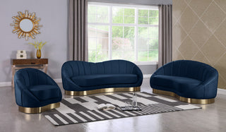 Shelly Velvet Upholstered Chaise, Navy