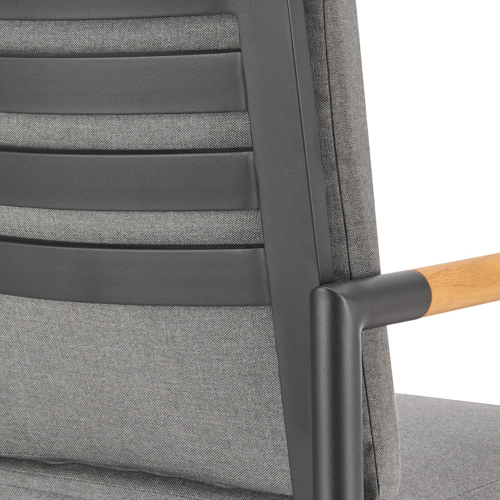 Crown Outdoor Patio Swivel Bar Stool Aluminum With Tan Rope/Dark Gray Cushions