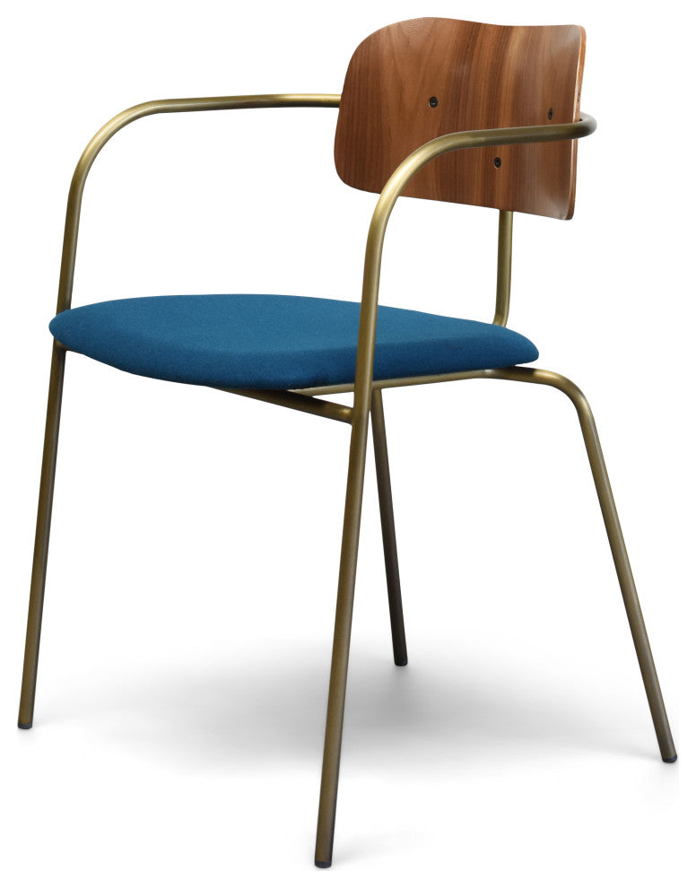 Cameron Dining Chair, Blue with Bronze Leg, Set of 2
