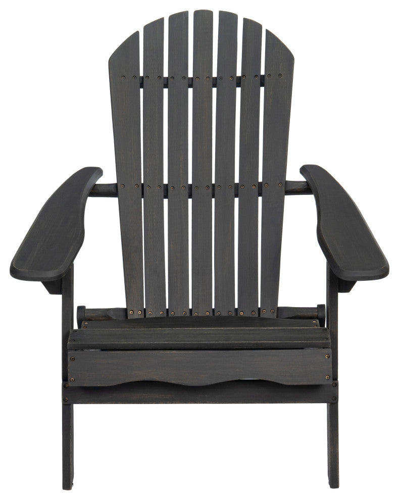 GDF Studio Hillary Dark Gray Acacia Wood Folding Adirondack Chair, Single