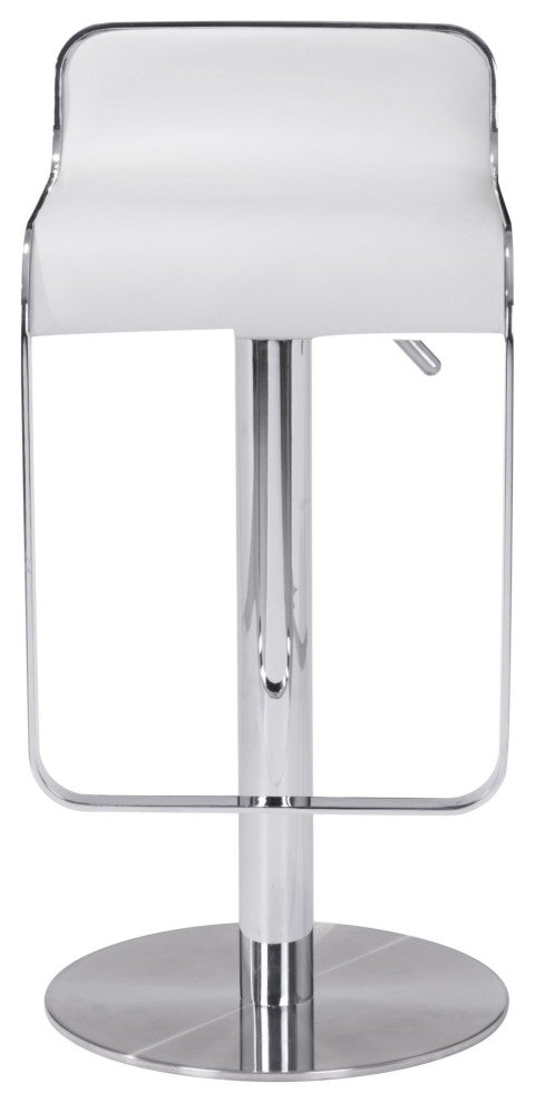 Bar Stool Chair Barstool, Faux Vinyl Leather, Steel, White, Chrome, Cafe Bistro
