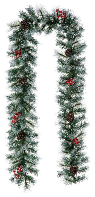 9' Pre-Lit Christmas Garland With 50 Warm White Lights With Timer