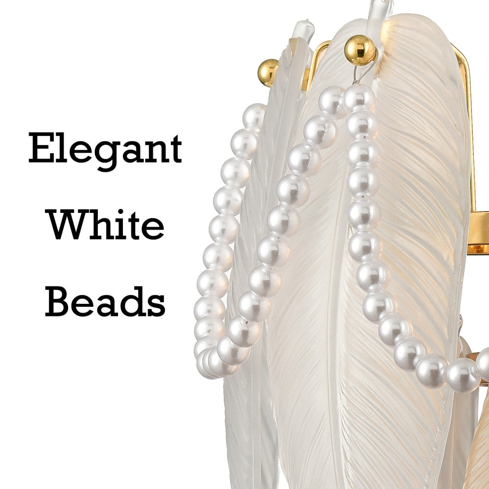 Vintage Wall Light Retro Wall Sconce 2-Light Frosted Glass and White Beads