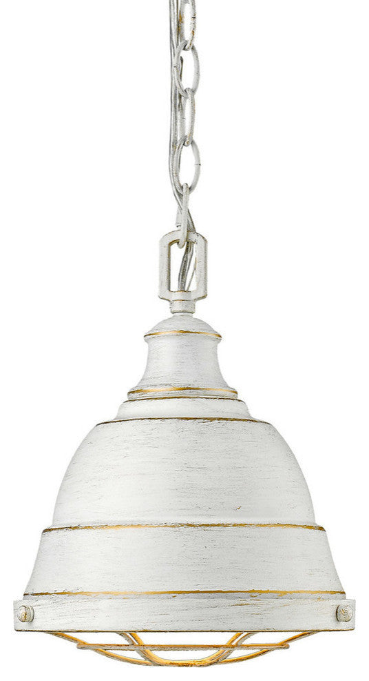 Golden Bartlett Mini Pendant, French White, French White Shade