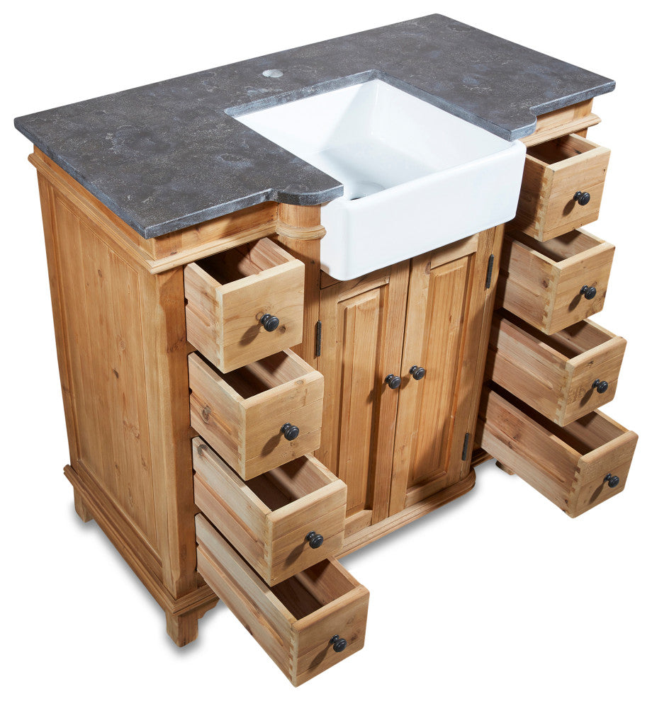 38" Reclaimed Pine Single Bath Vanity with Farmhouse Sink