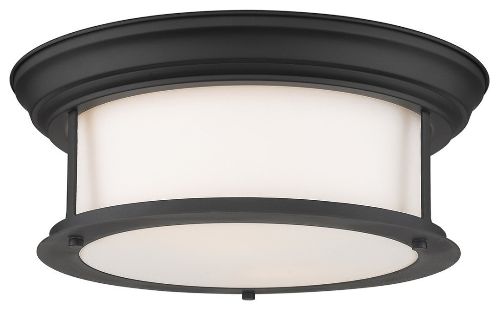 Sonna 2 Light Flush Mount in Matte Black with Matte Opal Glass Shade