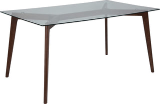 Parkside 35.25'' x 59'' Solid Walnut Wood Table with Clear Glass Top