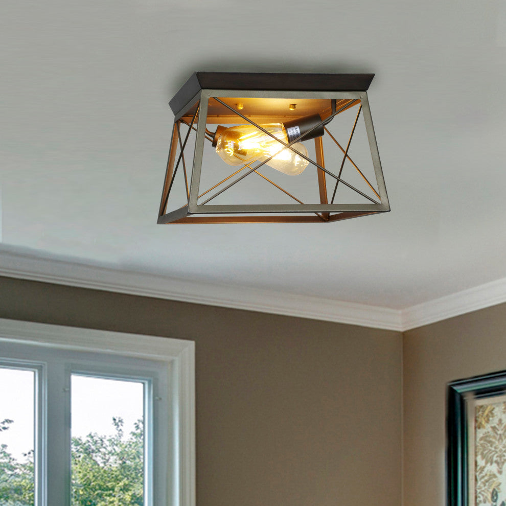 CHLOE Lighting CH6H301TT12-CF2 Farmhouse-Style Two-Toned 2 Light Ceiling Fixture