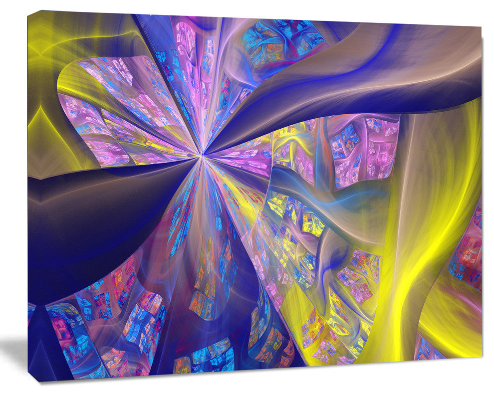 Purple Yellow Fractal Curves, Abstract Canvas Art Print, 20x12