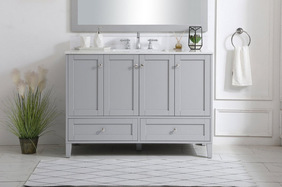Sadie 48" Single Bathroom Vanity, Gray With Backsplash