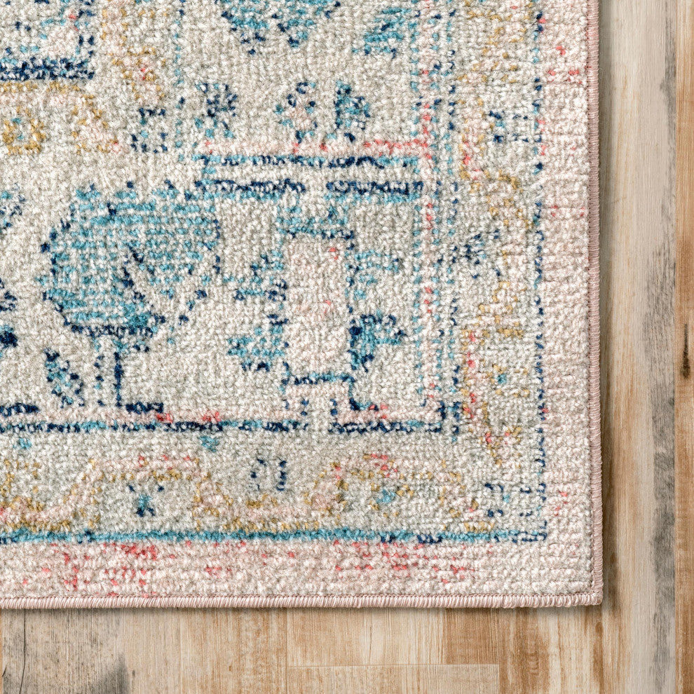 Nuloom Chase Faded Vintage Medallion Area Rug, Light Pink 8'10"x12'