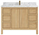 Elizabeth 48 Single Sink Bath Vanity in Light Natural Teak 2" Carrara Marble