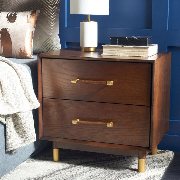 Safavieh Justice 2 Drawer Nightstand Walnut