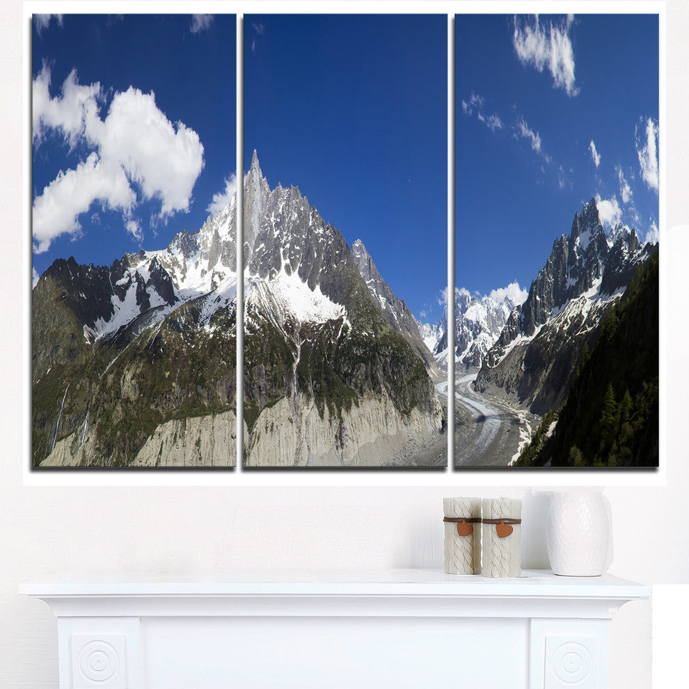 "Glacier nearby Chamonix Panorama" Metal Wall Art, 3 Panels, 36"x28"