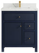 Sonoma 30 Single Sink Reeded Bath Vanity in Hale Navy Blue 2" Calacatta Laza