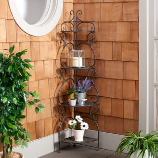 Safavieh Turuca 4 Tier Corner Shelf, Black Rust
