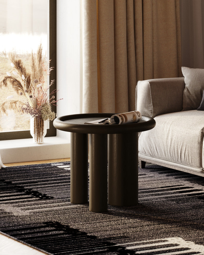Strauss Contemporary Brown Ash Round End Table