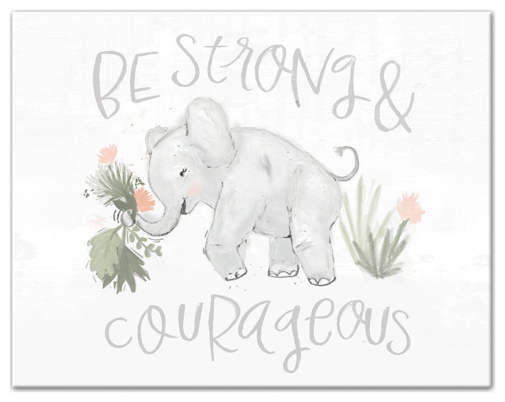 Strong And Courageous Elephant 14x11 Canvas Wall Art