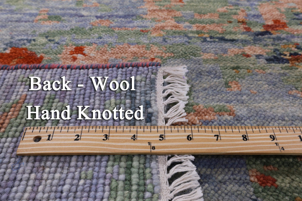 9' 1" X 12' 1" Abstract Handmade Wool Rug Q9391