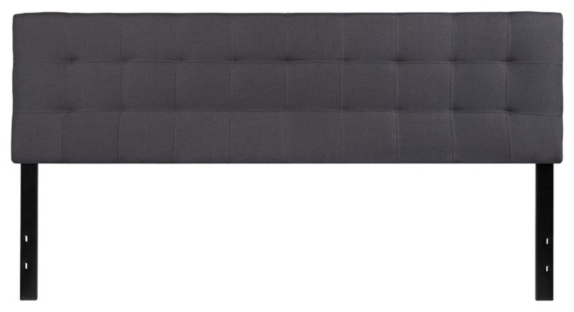 Bedford Tufted Upholstered King Size Headboard in Dark Gray Fabric