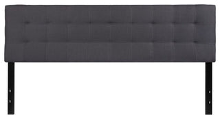 Bedford Tufted Upholstered King Size Headboard in Dark Gray Fabric
