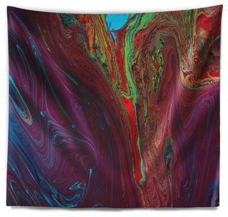 Dark Red Abstract Acrylic Paint Mix Abstract Wall Tapestry, 60"x50"