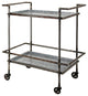 Benzara BM285029 2 Tier Bar Cart, Industrial Style, Caster Wheels, Rustic Bronze