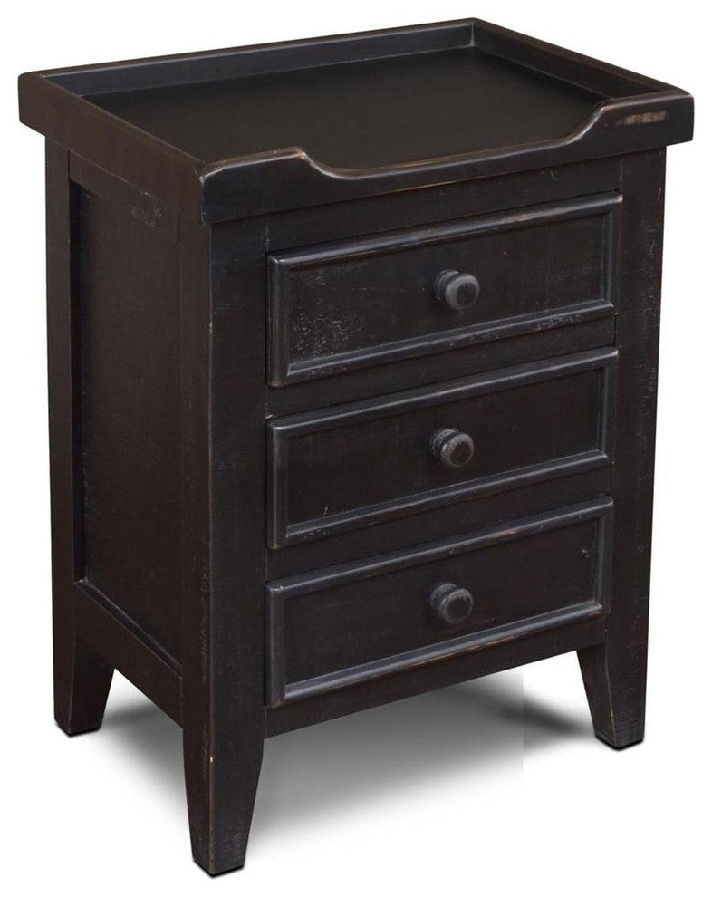 Landon 3 Drawer Tray Top Nightstand - Black