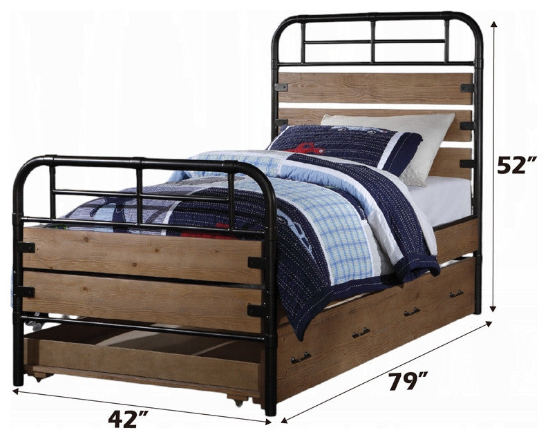 Adams Bed, Antique Oak, Twin, Trundle Not Included