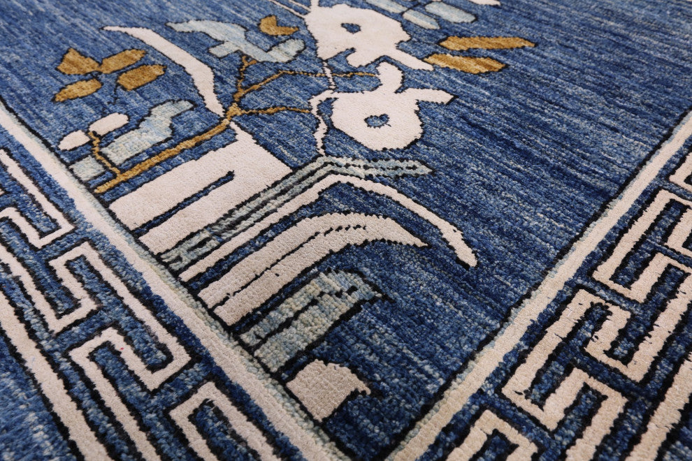 Contemporary Floral Handmade Wool and Silk Rug 9' 1" X 11' 8" Q4760