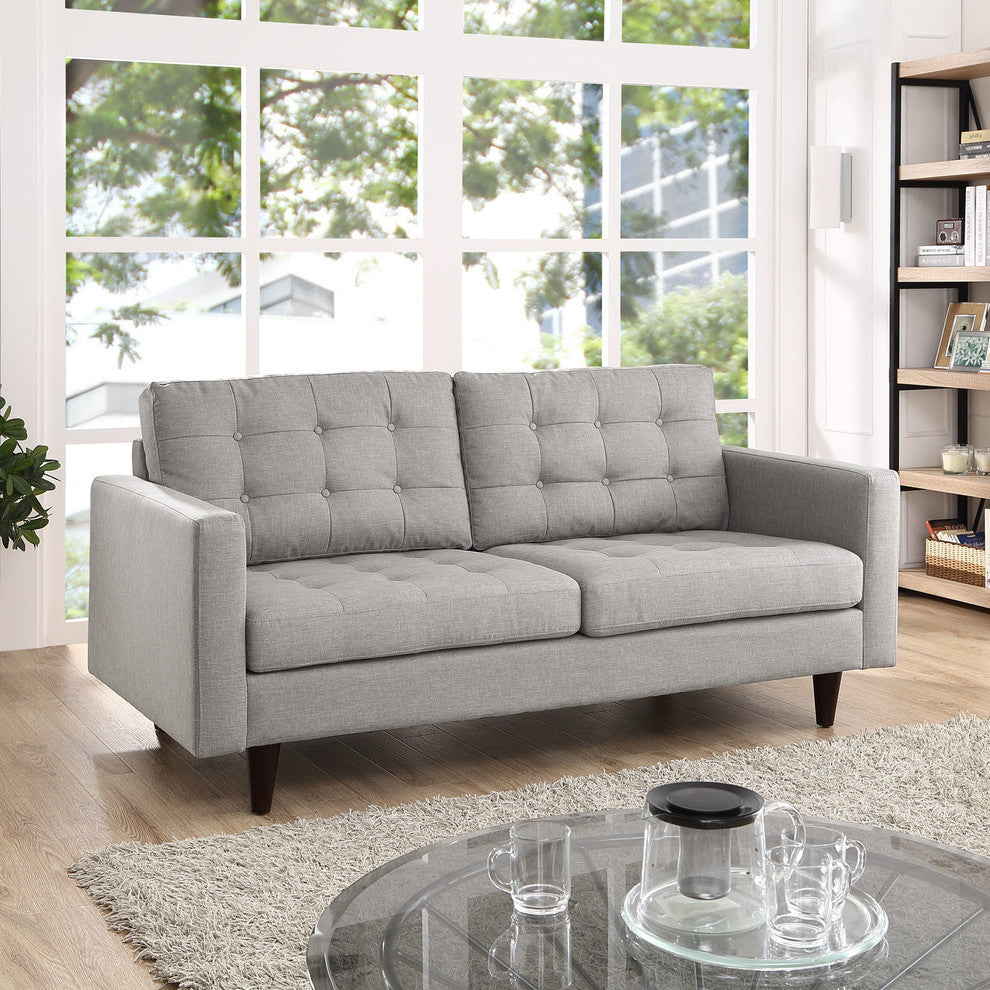 Modern Contemporary Loveseat, Grey Fabric