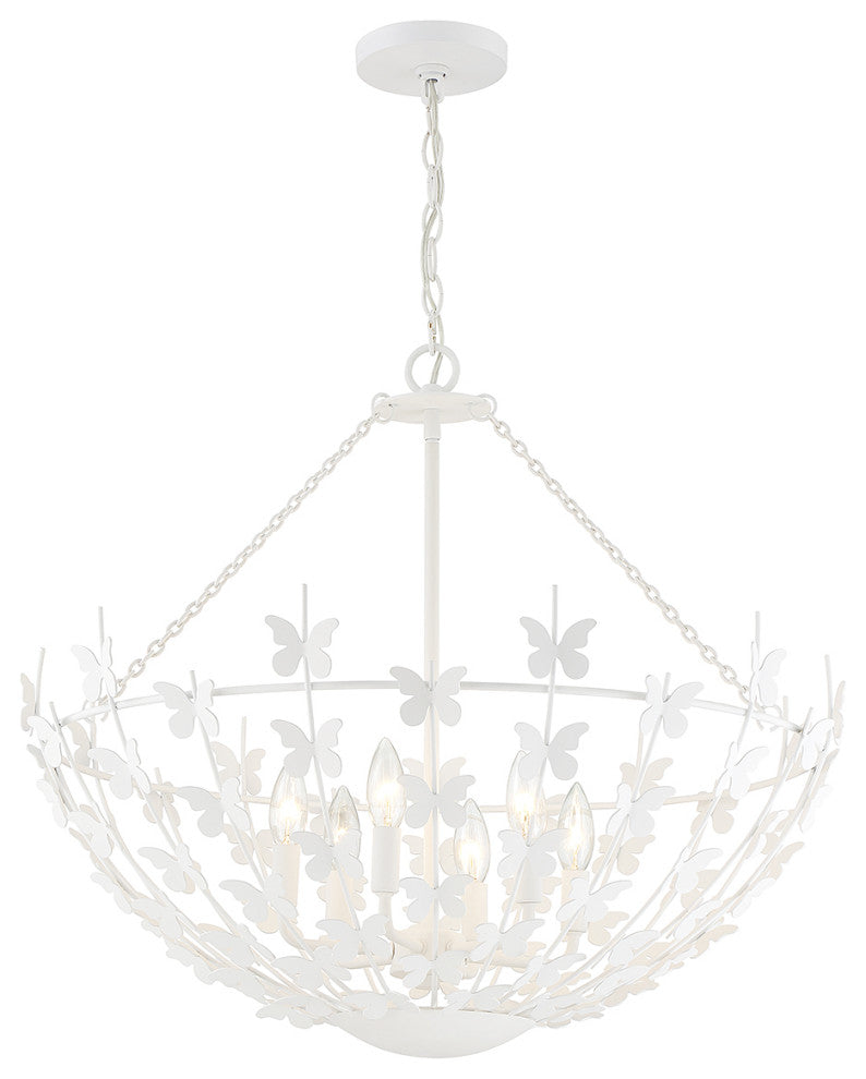 Birch 6-Light Pendant, Burnished Brass, Bisque White