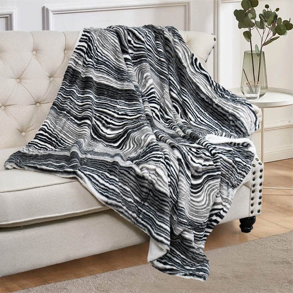 Elite Faux Fur Throw Blanket With Sherpa Backing, Tallulah, 60" X 80"