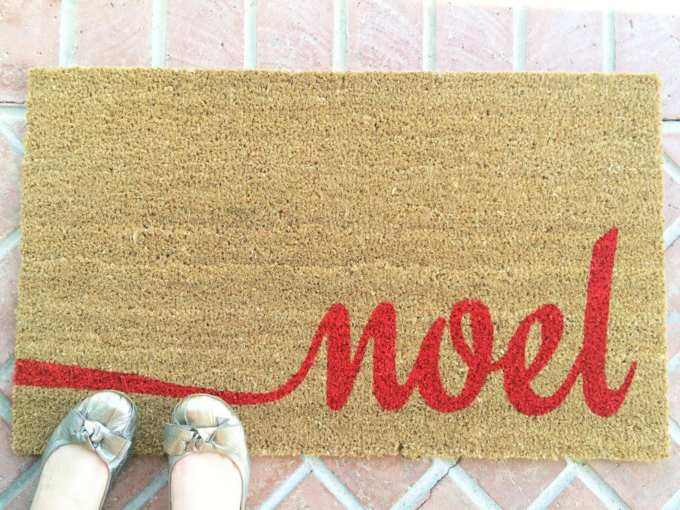 Hand Painted "Noel Holiday" Doormat, Jelly Purple