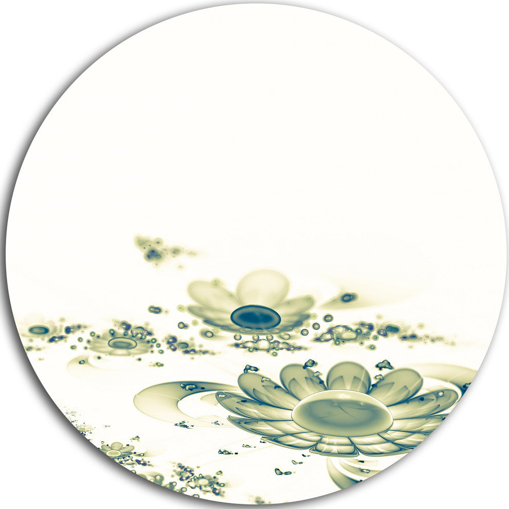 Ideal Abstract Blue Fractal Flowers, Floral Disc Metal Wall Art, 23"