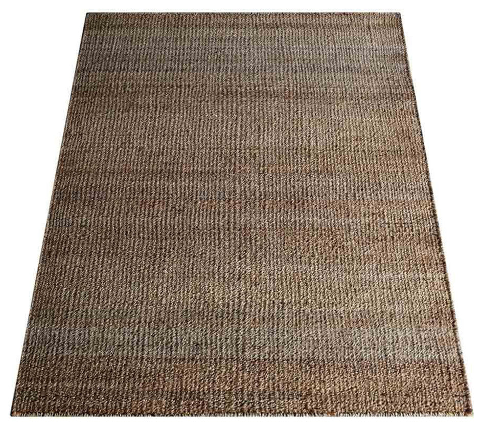 Hand Woven Jute Area Rug Solid Light Brown, [Rectangle] 6'x9'