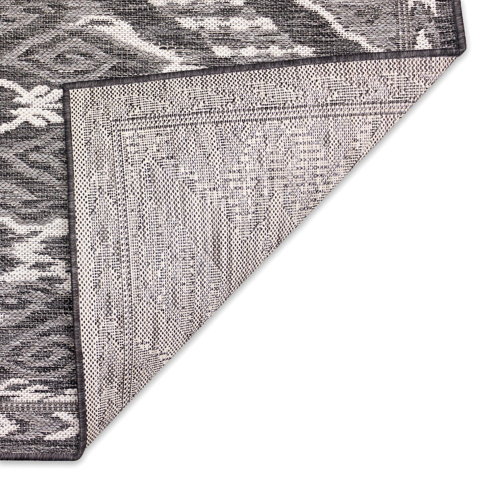 Malibu Ikat Indoor/Outdoor Rug, Charcoal, 7'10" Square