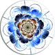 Dark Blue Fractal Flower, Digital Art Floral Disc Metal Wall Art, 23"