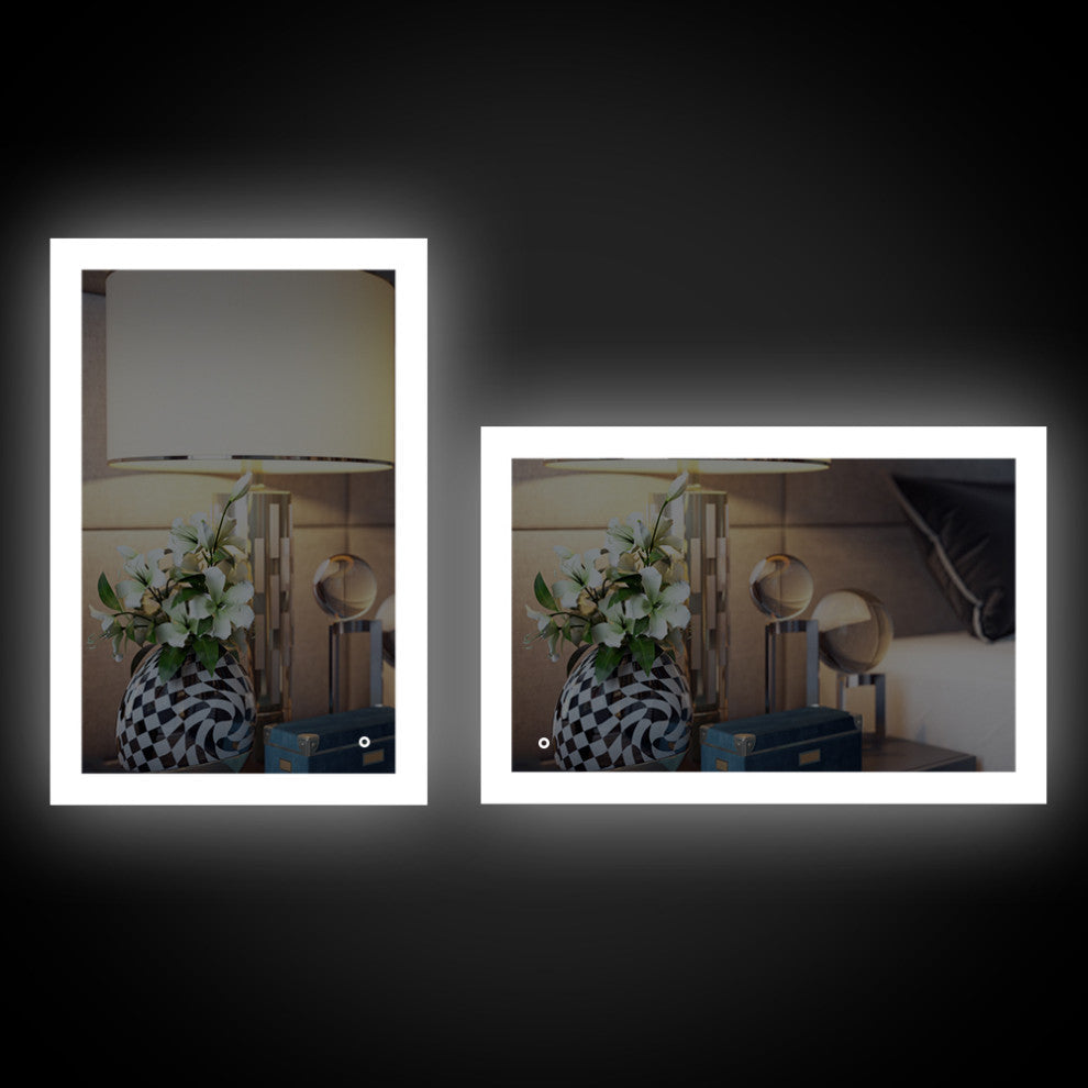 Vanity LED Lighted Backlit Wall Mounted Bathroom Mirror, 24x36", 1 Button