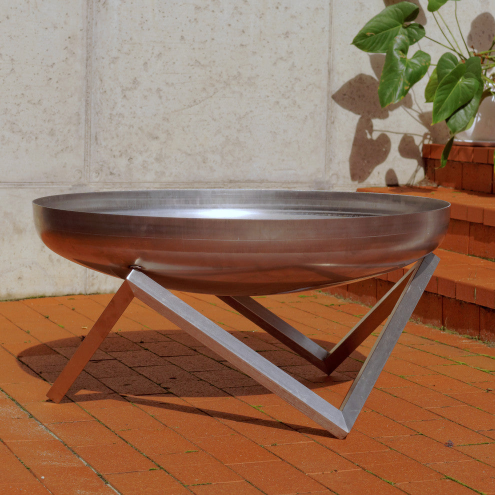Memel Modern Outdoor Stainless Steel Fire Pit, Large 31"