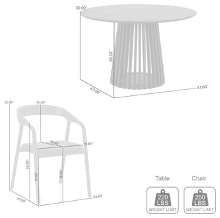 Pasadena Apache 5-Piece Round Dining Set, Walnut & Black Oak Finish Faux Leather