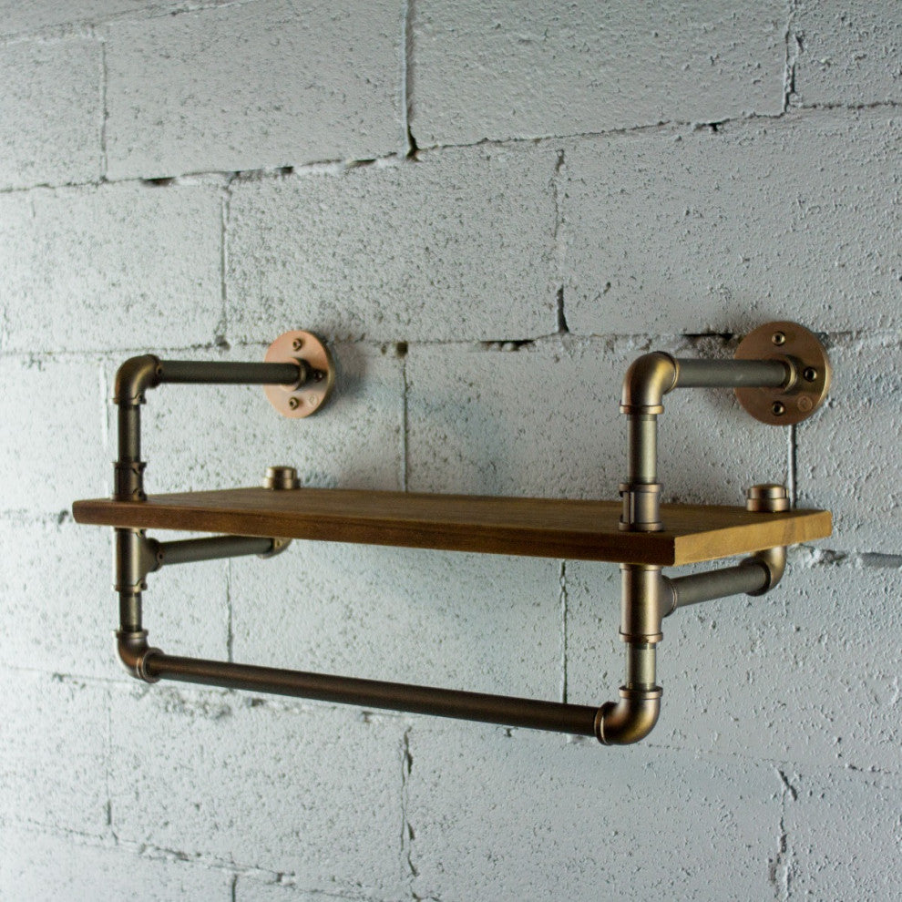 Ann Harbor Farmhouse Industrial 27" Wide Shelf Rack, Rustic Bronze