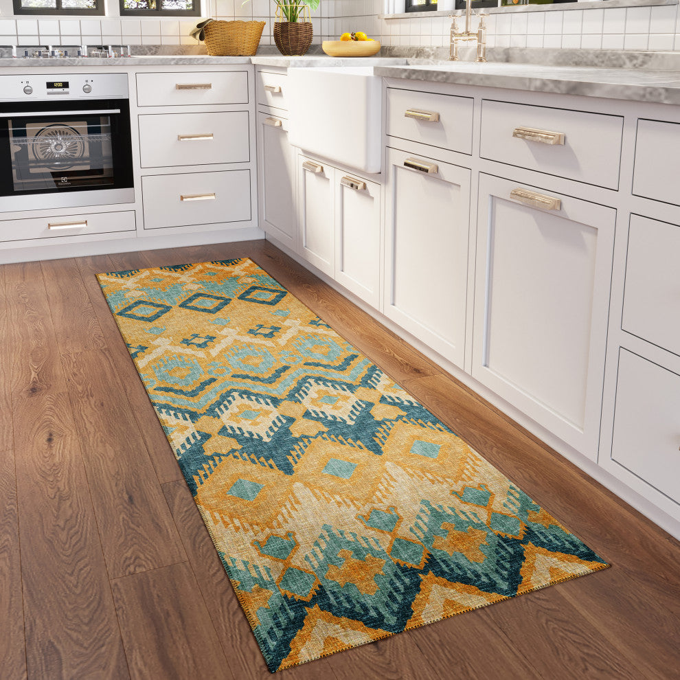 Indoor/Outdoor Sedona SN2 Marigold Machine Washable 2'3" x 7'6" Runner Rug