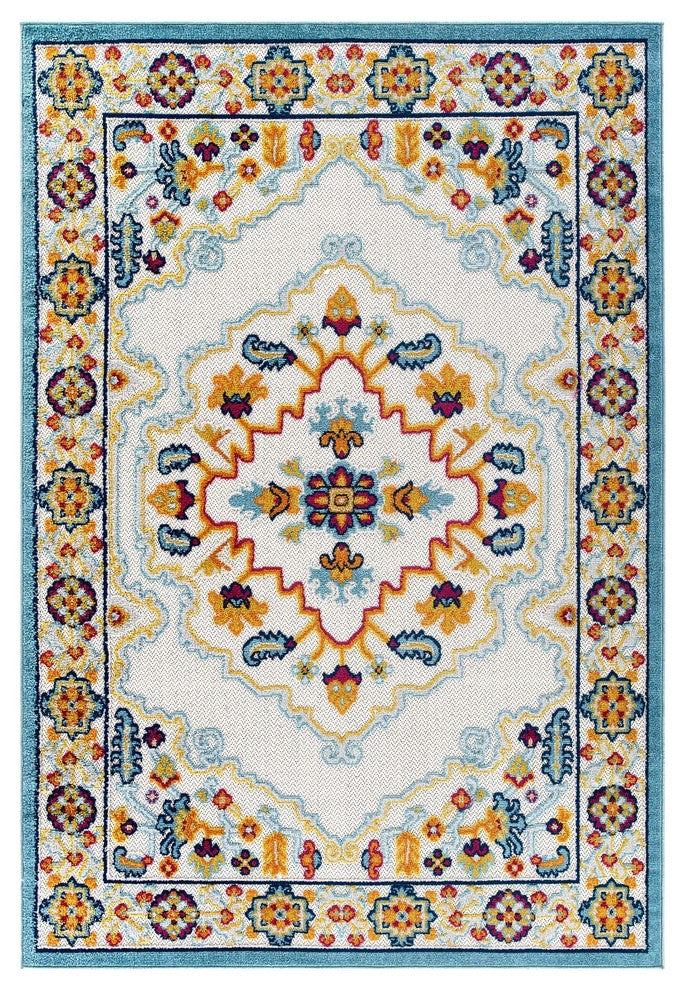 Vintage Floral Persian Medallion 8x10 Indoor and Outdoor Area Rug